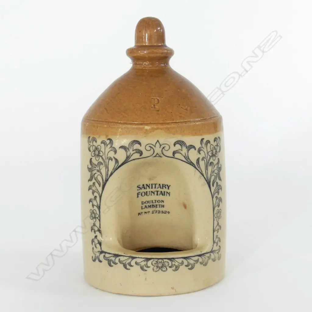 DOULTON LAMBETH STONEWARE BIRD FEEDER, INSCRIBED SANITARY FOUNTAIN. H.195mm Image 1++