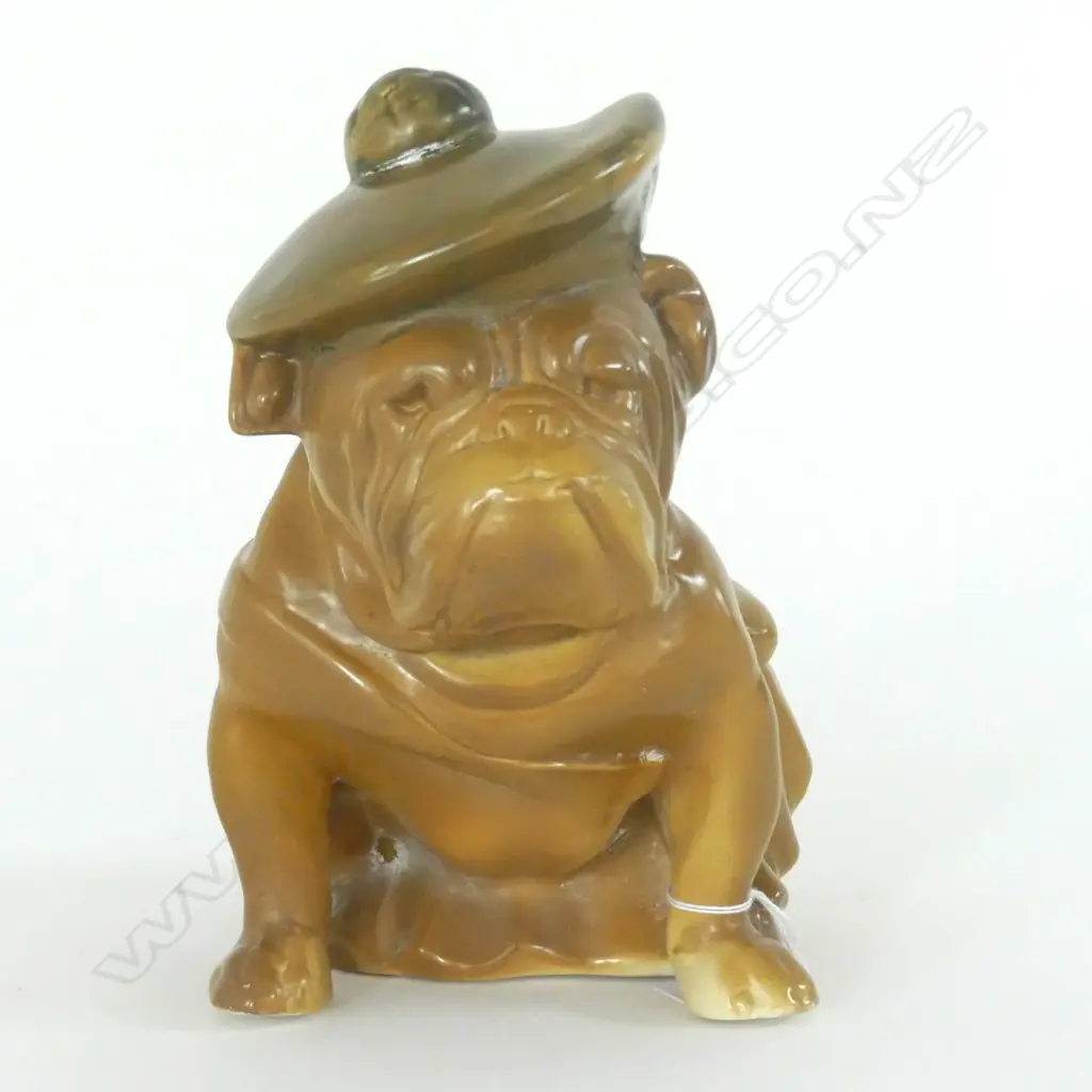 DOULTON KHAKI GLAZE BULLDOG Rd. No. 663408 WEARING TAM-O'SHANTER (PROFESSIONAL RESTORATION) H.180mm Image 1++