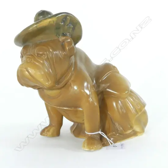 DOULTON KHAKI GLAZE BULLDOG Rd. No. 663408 WEARING TAM-O'SHANTER (PROFESSIONAL RESTORATION) H.180mm