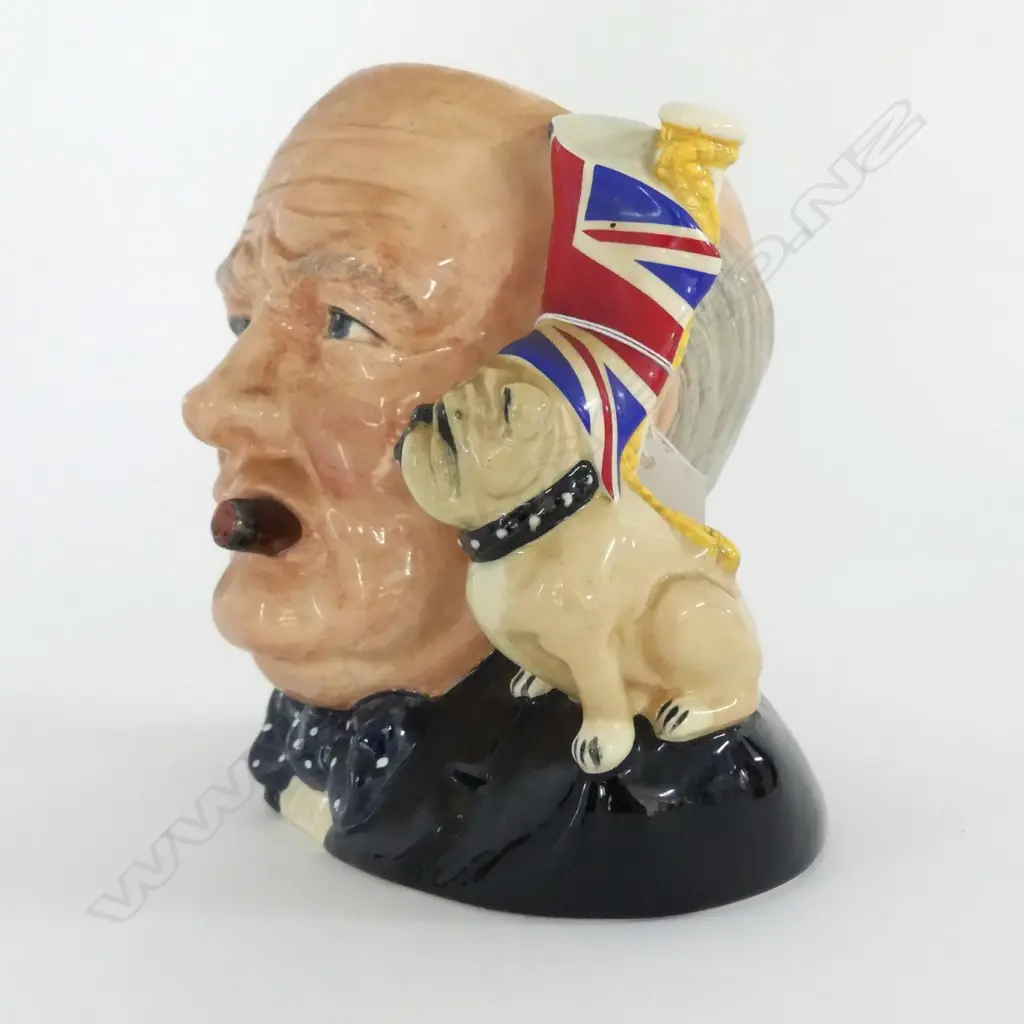 DOULTON WINSTON CHURCHILL CH.JUG D6907 BY S.J. TAYLOR 1992 & SIGNED MICHAEL DOULTON H.180mm Image 1++