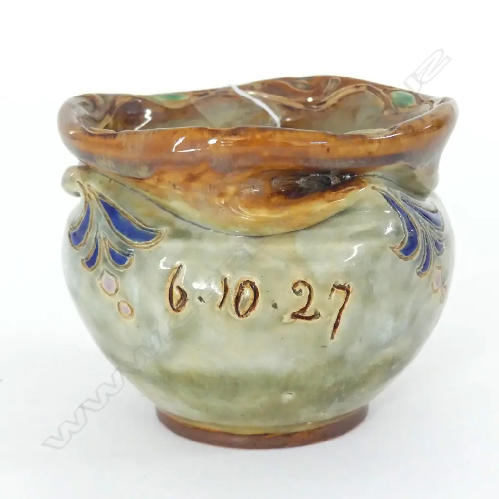 DOULTON LAMBETH TABLE JARDINERE INCISED "E.C.P - 6.10.27" D.120mm Image 1++