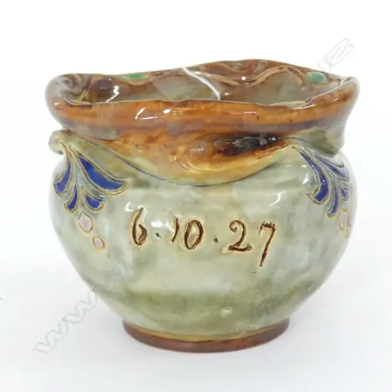 DOULTON LAMBETH TABLE JARDINERE INCISED "E.C.P - 6.10.27" D.120mm