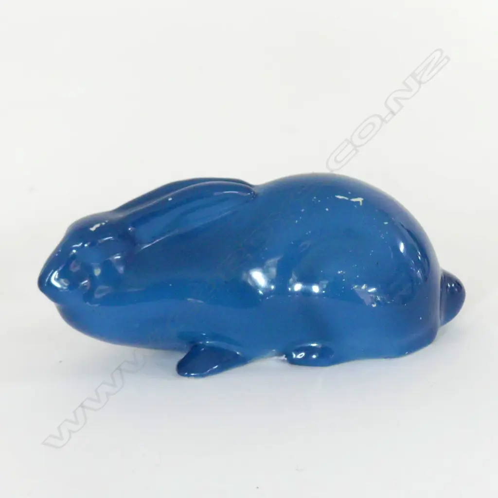 DOULTON LOP EARED HARE, BLUE GLAZE (PAINT SCRATCHES). L.115mm (AF) Image 1++