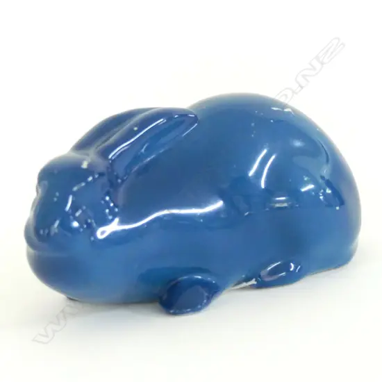 DOULTON LOP EARED HARE, BLUE GLAZE (PAINT SCRATCHES). L.115mm (AF)