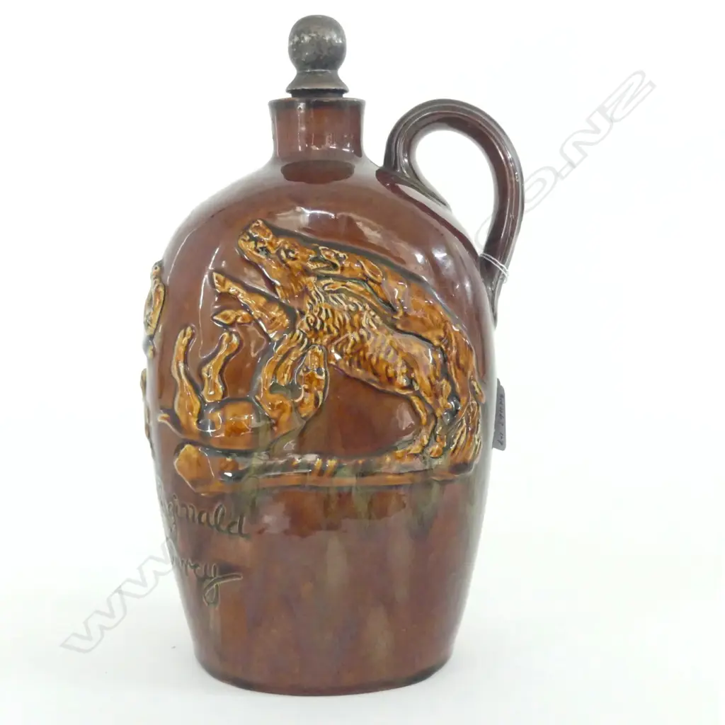 UNIQUE DOULTON SILICONWARE LARGE WHISKY FLASK Made for Josceline Reginald Heber-Percy who was a Lieutenant in the Northumberland Fusiliers. He fought in the First World War. He gained the rank of Captain between 1914 and 1919 in the 4th Battalion Image 1++