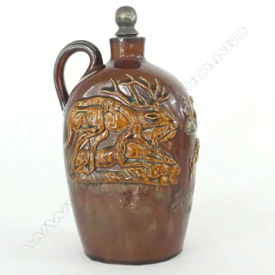UNIQUE DOULTON SILICONWARE LARGE WHISKY FLASK Made for Josceline Reginald Heber-Percy who was a Lieutenant in the Northumberland Fusiliers. He fought in the First World War. He gained the rank of Captain between 1914 and 1919 in the 4th Battalion