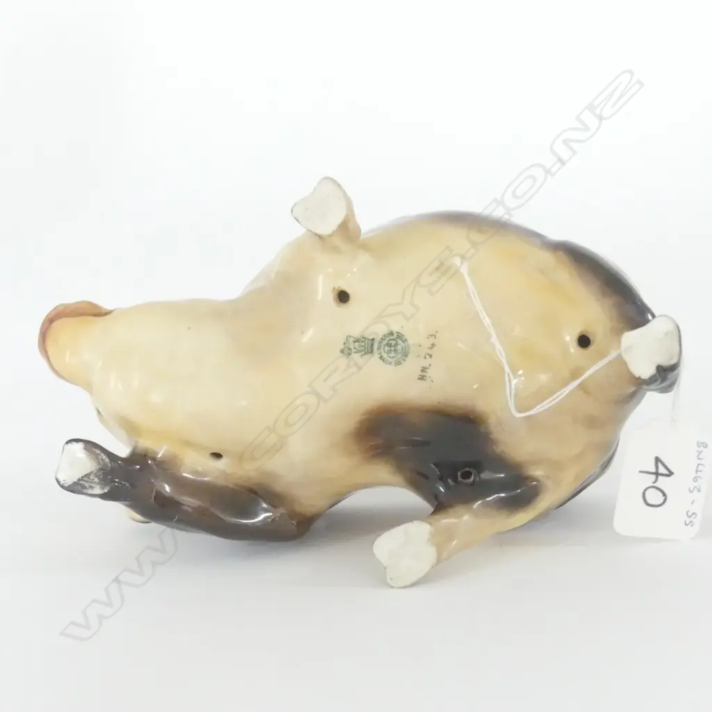 DOULTON FIGURAL BOWL IN THE FORM OF A PIG WITH STERLING SILVER RIM. LONDON 1914. L.175mm Image 1++