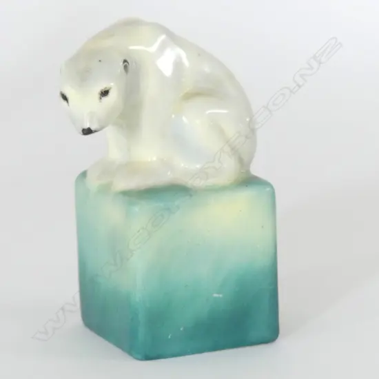 RARE DOULTON POLAR BEAR ATOP A GREEN CUBE. MARKS TO BASE HN121?  H.95mm