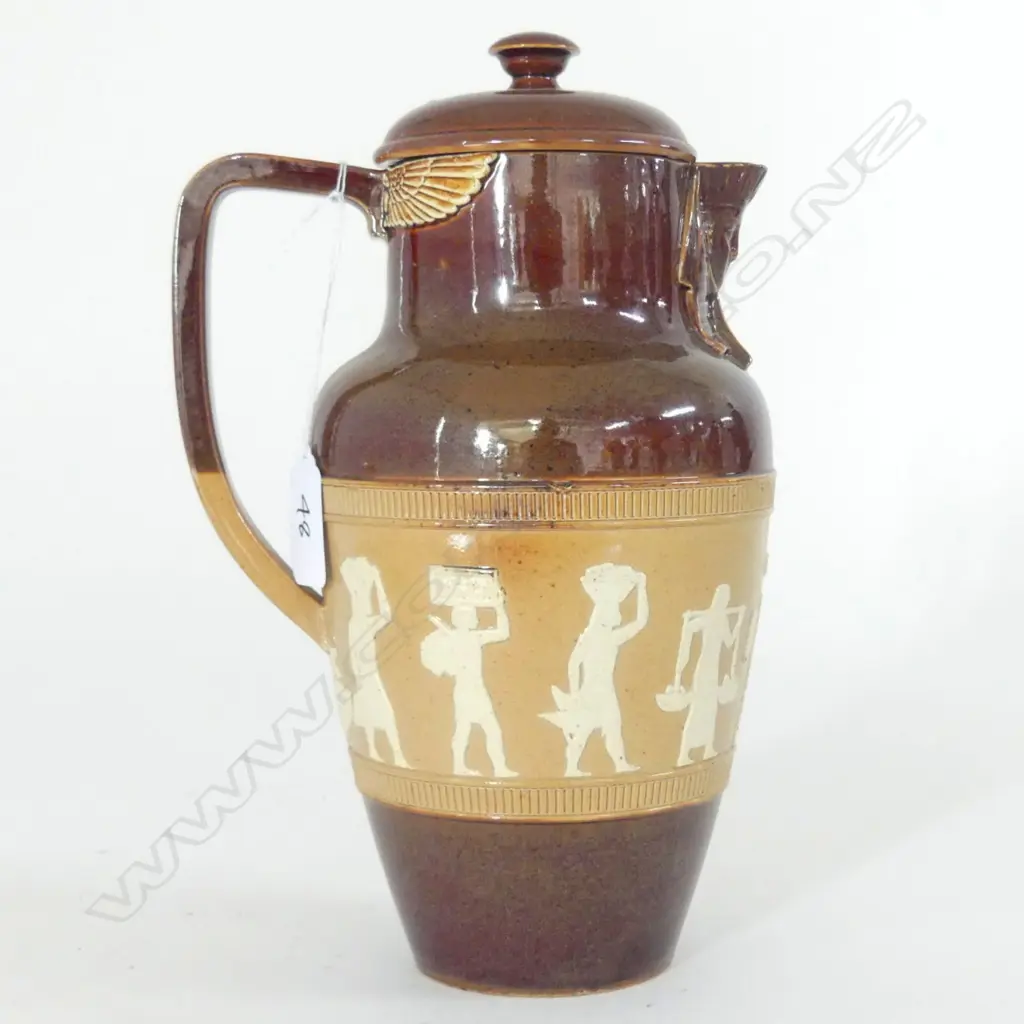 DOULTON LAMBETH EGYPTIAN FRIEZE JUG WITH ORIGINAL COVER Rd. No. 121031 H.250mm Image 1++