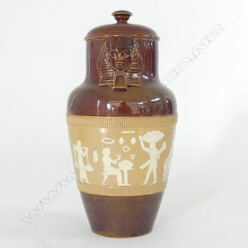 DOULTON LAMBETH EGYPTIAN FRIEZE JUG WITH ORIGINAL COVER Rd. No. 121031 H.250mm Image 1++