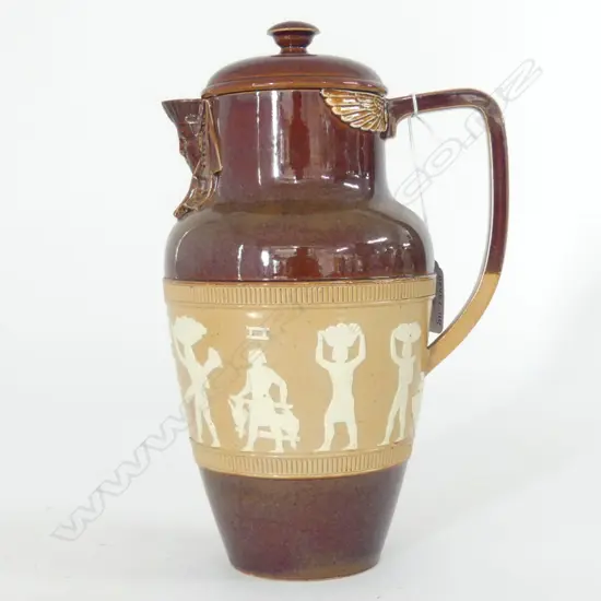 DOULTON LAMBETH EGYPTIAN FRIEZE JUG WITH ORIGINAL COVER Rd. No. 121031 H.250mm