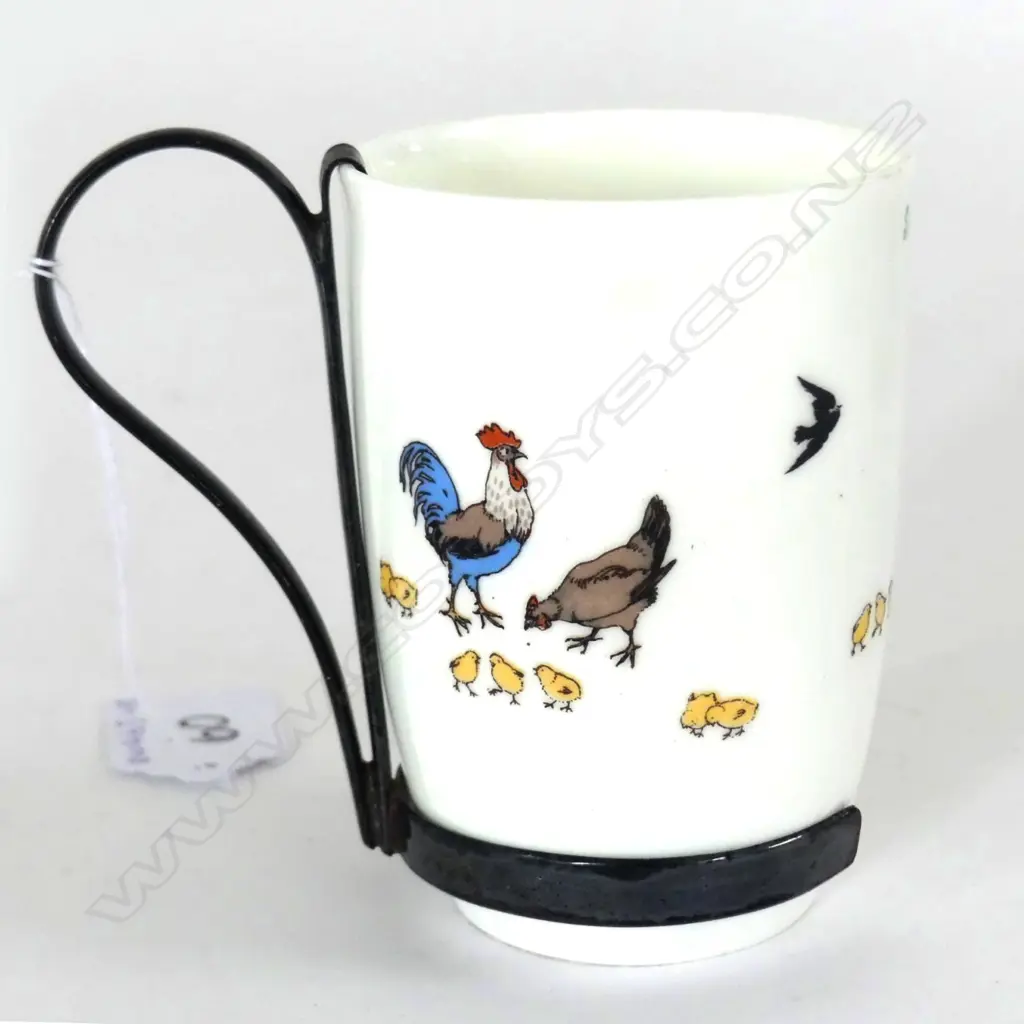 DOULTON "SIMPLE SIMON WENT A-FISHING" BEAKER, SILVER PLATE HANDLE, H.90mm Image 1++