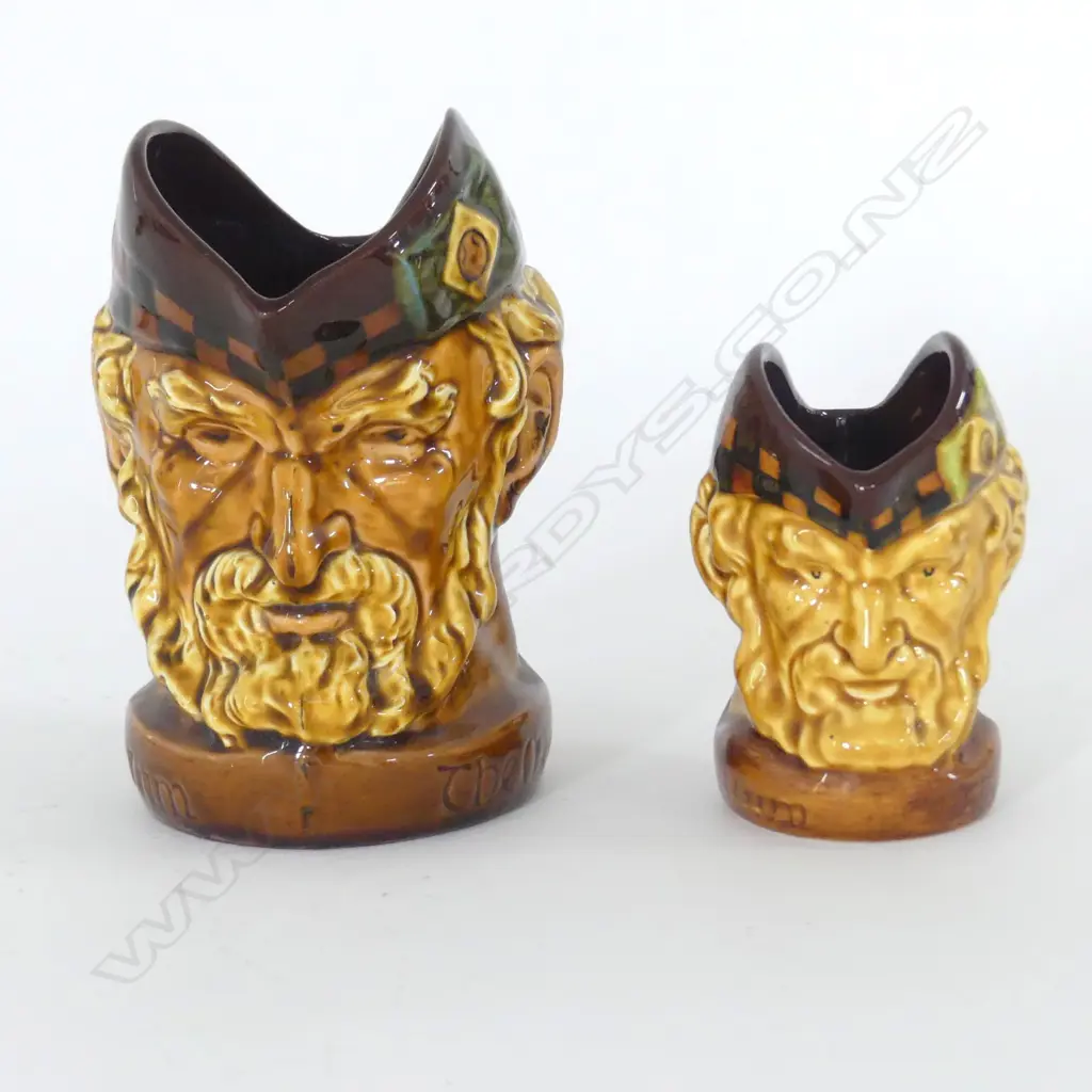 TWO DOULTON KINGSWARE "THE McCALLUM' CHARACTER JUG H. 110mm & 170mm Image 1++