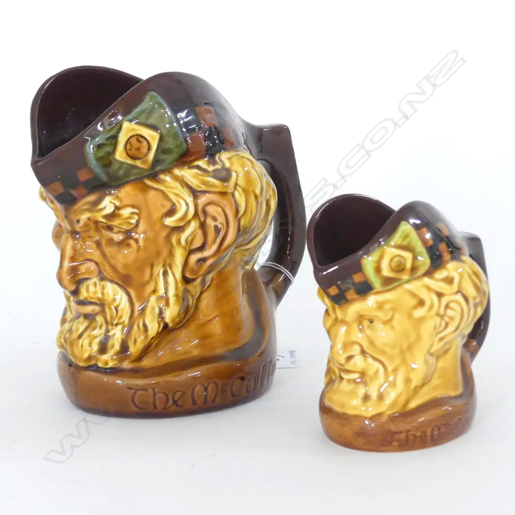 TWO DOULTON KINGSWARE "THE McCALLUM' CHARACTER JUG H. 110mm & 170mm Image 1++