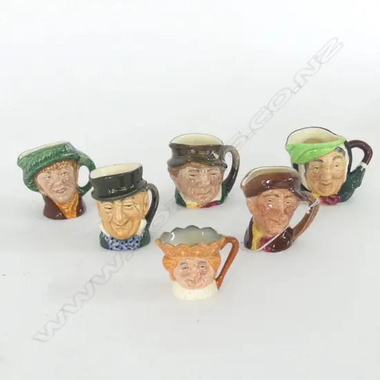 5 DOULTON MINI OLDER VERSION CHARACTER JUGS & AN OLD KING COLE (RDICC)