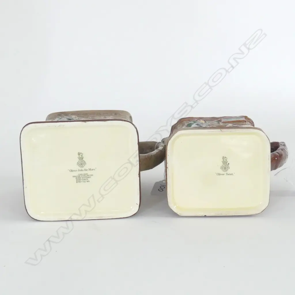 TWO DOULTON JUGS - OLIVER TWIST AND" OLIVER ASKS FOR MORE" H.145mm (tallest) Image 1++