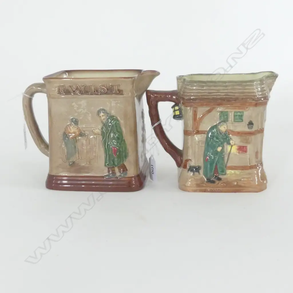 TWO DOULTON JUGS - OLIVER TWIST AND" OLIVER ASKS FOR MORE" H.145mm (tallest) Image 1++