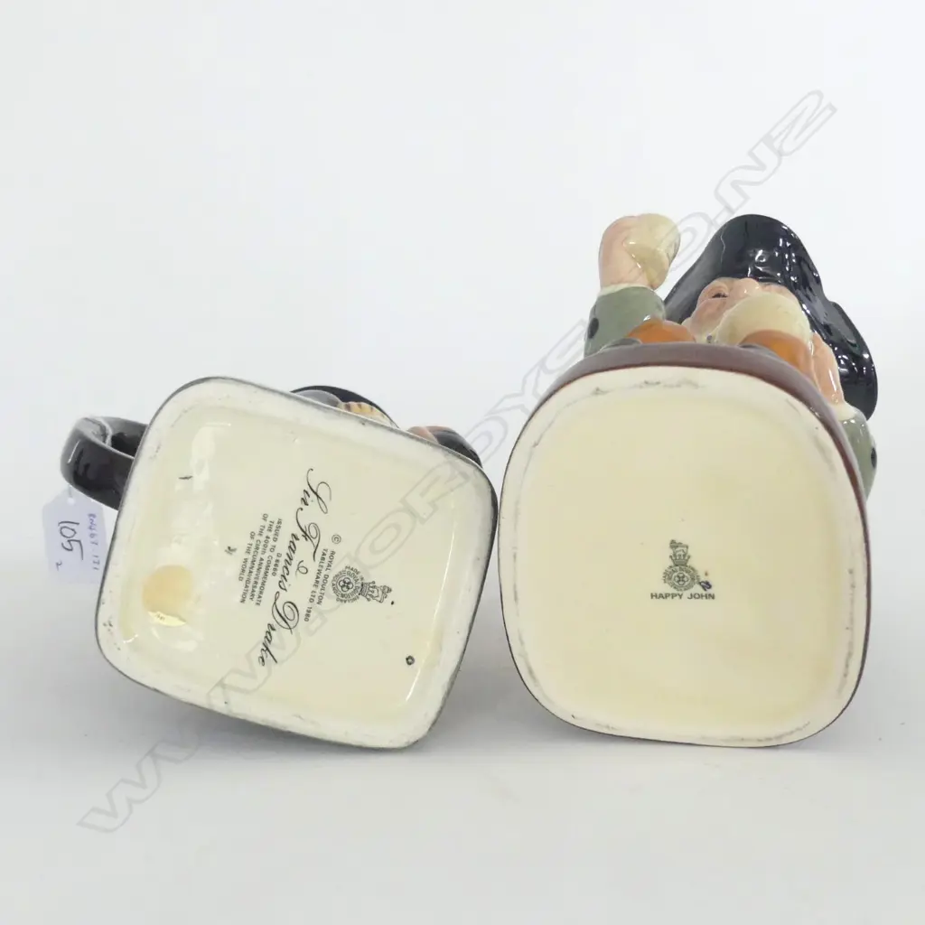 TWO DOULTON TOBY JUGS SIR FRANCIS DRAKE & HAPPY JOHN H.230mm (tallest Image 1++