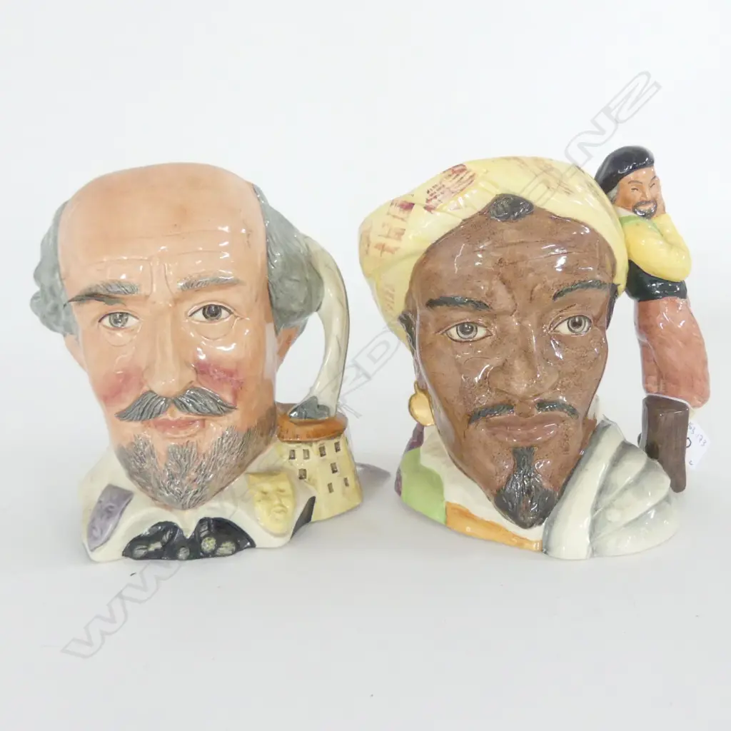 2 DOULTON LARGE CHARACTER JUGS; WILLIAM SHAKESPEARE & OTHELLO Image 1++