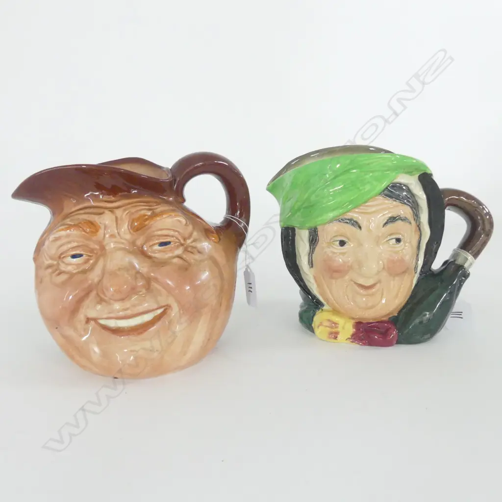 2 DOULTON LARGE CHARACTER JUGS: SAIRY GAMP & JOHN BARLEYCORN Image 1++