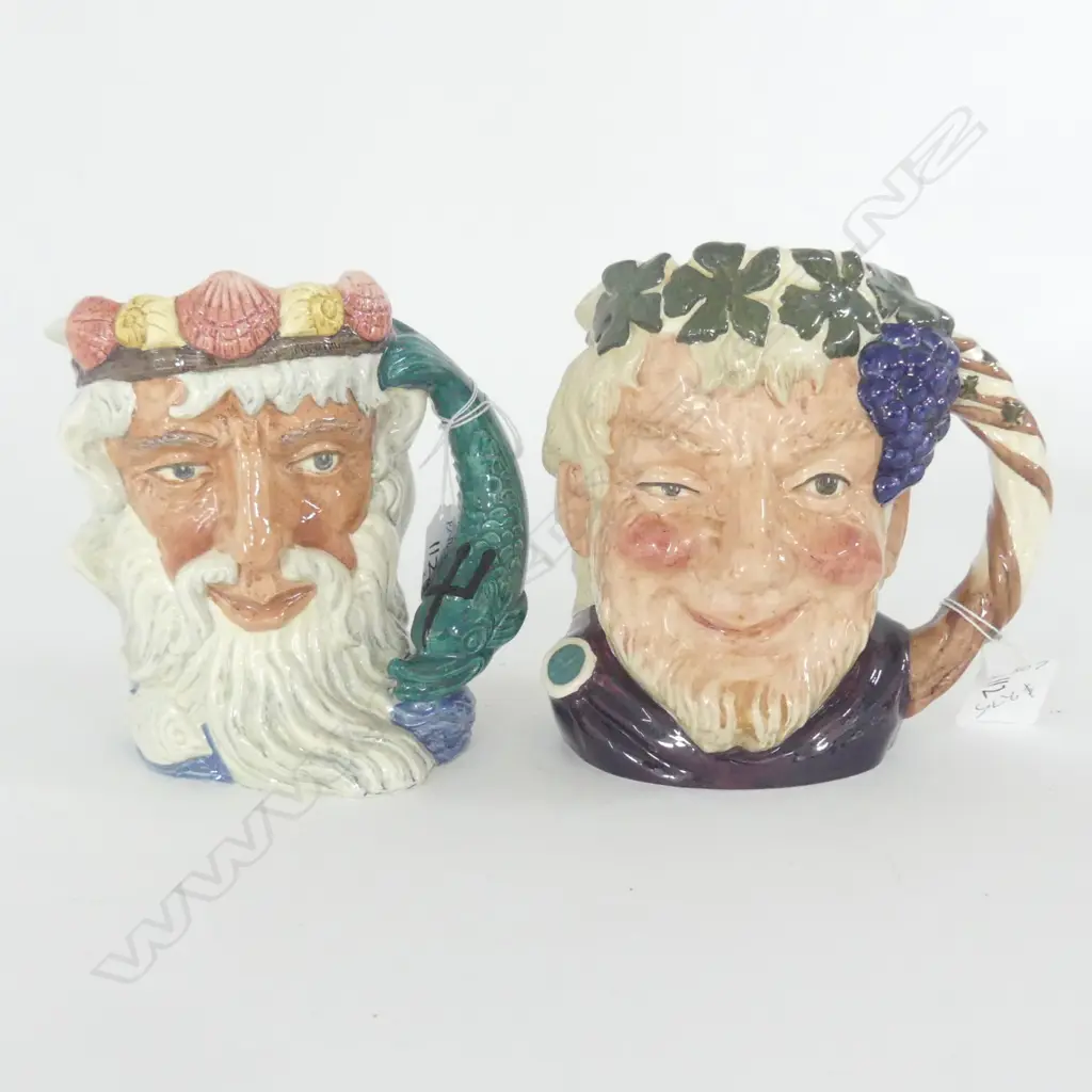 2 LARGE DOULTON CHARACTER JUGS; NEPTUNE, BACCUS, Image 1++