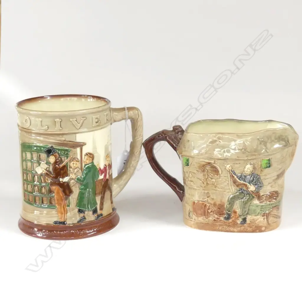 DOULTON DICKENS JUG PEGGOTY AND LARGE MUG OLIVER TWIST Image 1++
