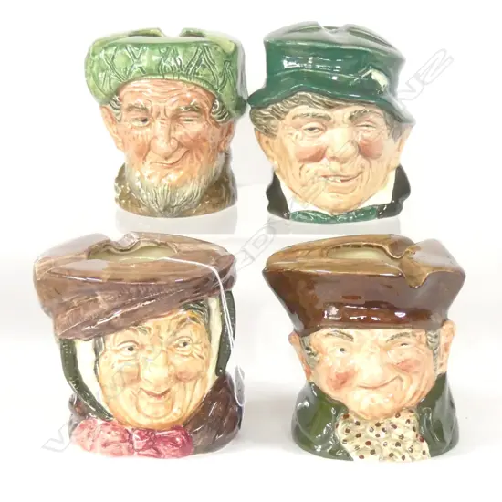 4 DOULTON CHARACTER ASHPOTS - SAIRY GAMP,  AULD MAC, PADDY, CHARLEY