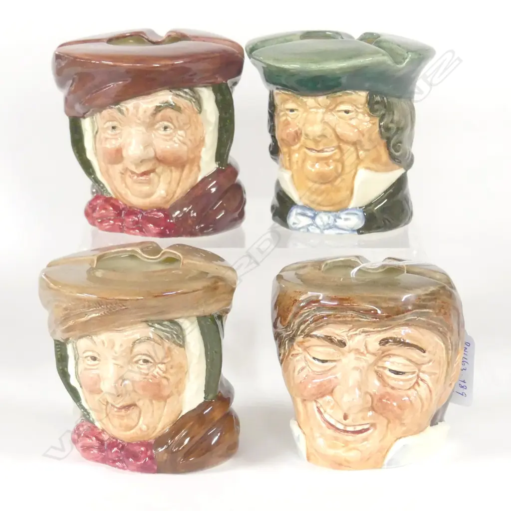 4 DOULTON CHARACTER ASHPOTS - SAIRY GAMP (2), FARMER JOHN, PARSON BROWN Image 1++