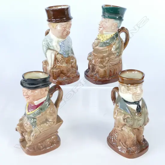 4 DOULTON SMALL TOBY JUGS MICAWBER, FAT BOY, CAPT CUTTLE, PICKWICK
