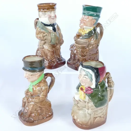4 DOULTON SMALL TOBY JUGS MICAWBER, SAM WELLER, CAPT CUTTLE, SAIRY GAMP