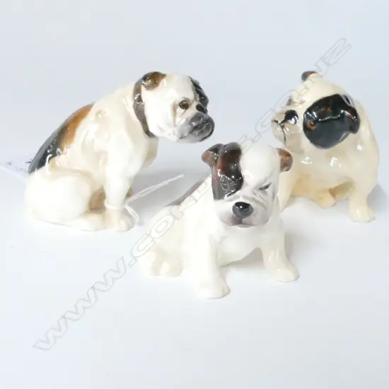 THREE SMALL DOULTON BULLDOGS, TALLEST H.55mm