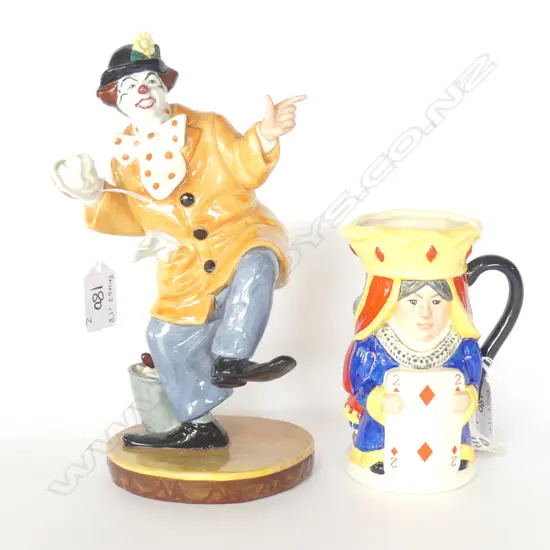 DOULTON FIG "THE CLOWN" HN290 C.1978 H.235mm & DBL SIDE TOBY KING/QUEEN DIAMONDS