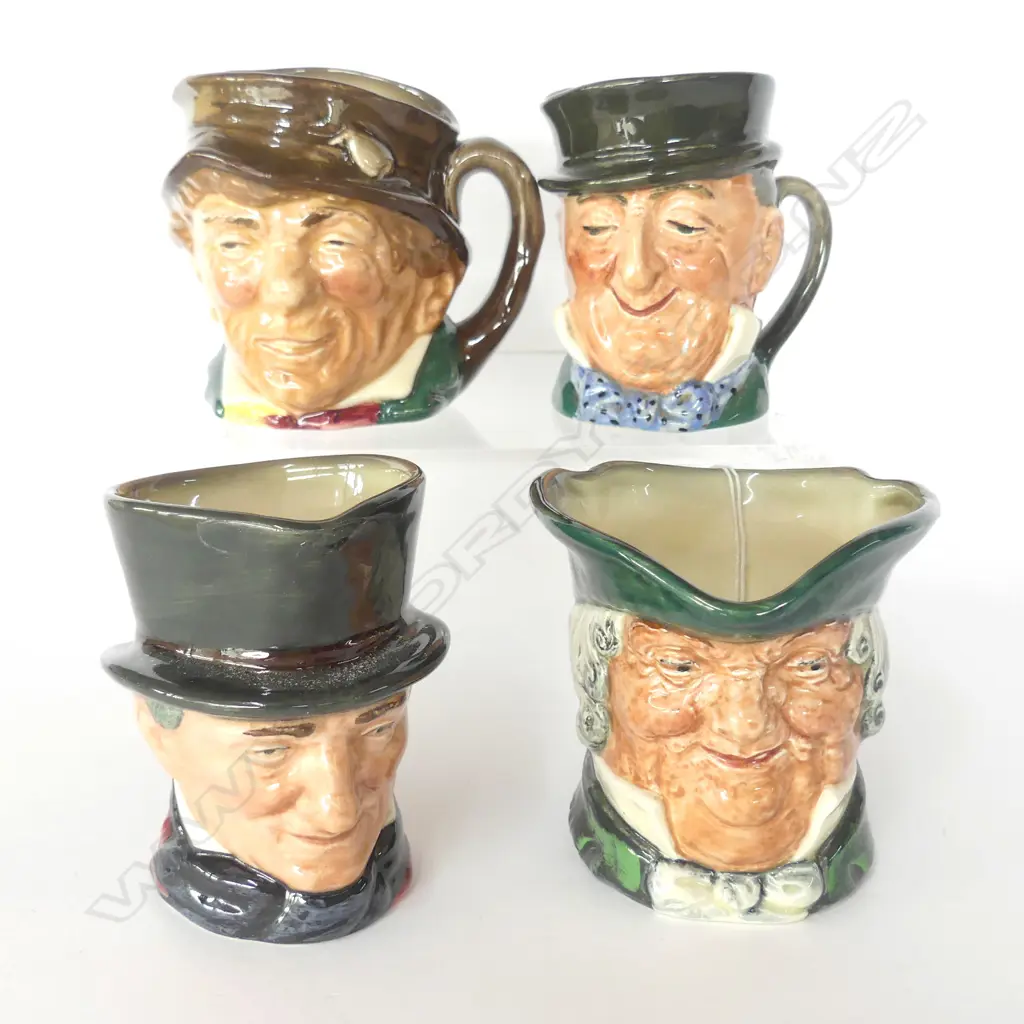 4 SMALL DOULTON CHARACTER JUGS - PARSON BROWN, MICAWBER, JOHN PEEL, PADDY Image 1++