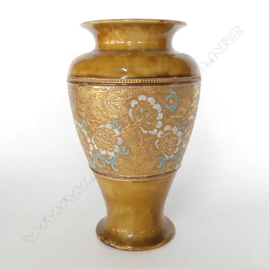 DOULTON SLATERS STONEWARE CHINE GILT VASE H.220mm