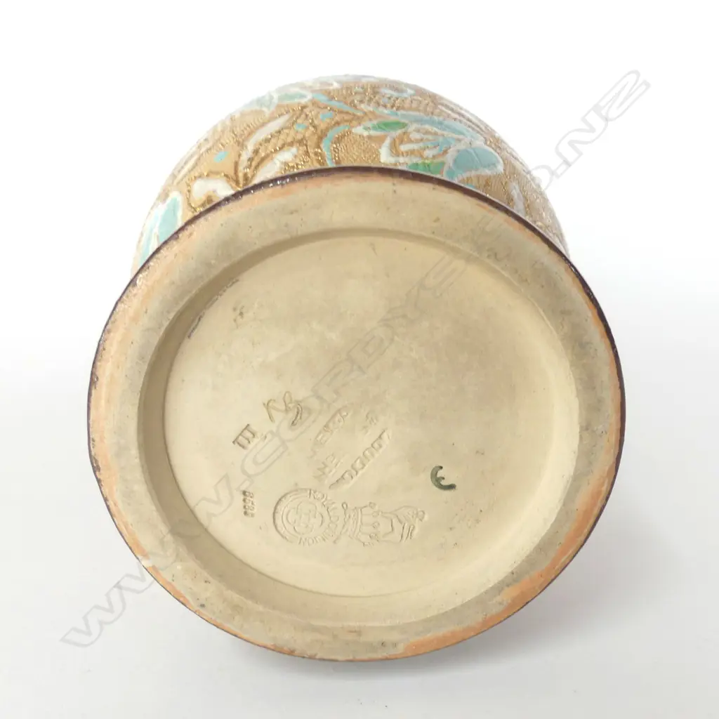 DOULTON SLATERS STONEWARE CHINE GILT TWO HANDLED VASE H.310mm Image 1++