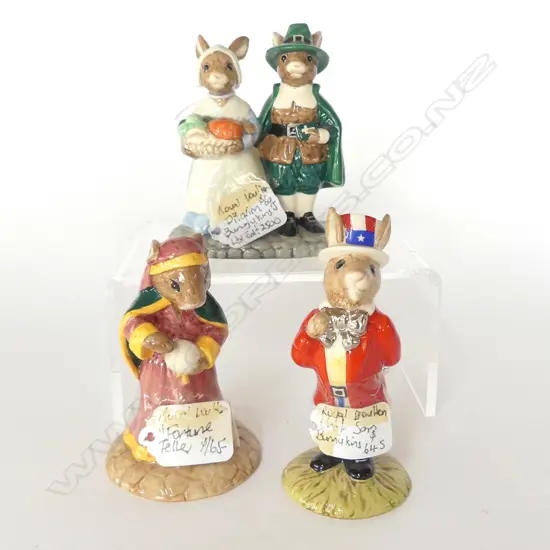 3 BUNNYKINS - PILGRIM COUPLE, UNCLE SAM, FORTUNE TELLER