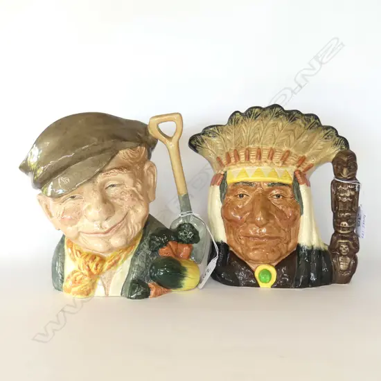 2 DOULTON LARGE CHARACTER JUGS; NORTH AMERICAN INDIAN & THE GARDENER 