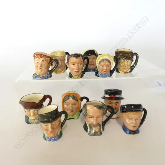 12 TINY DOULTON CHARACTER JUGS; FOUR OLD AND EIGHT NEWER