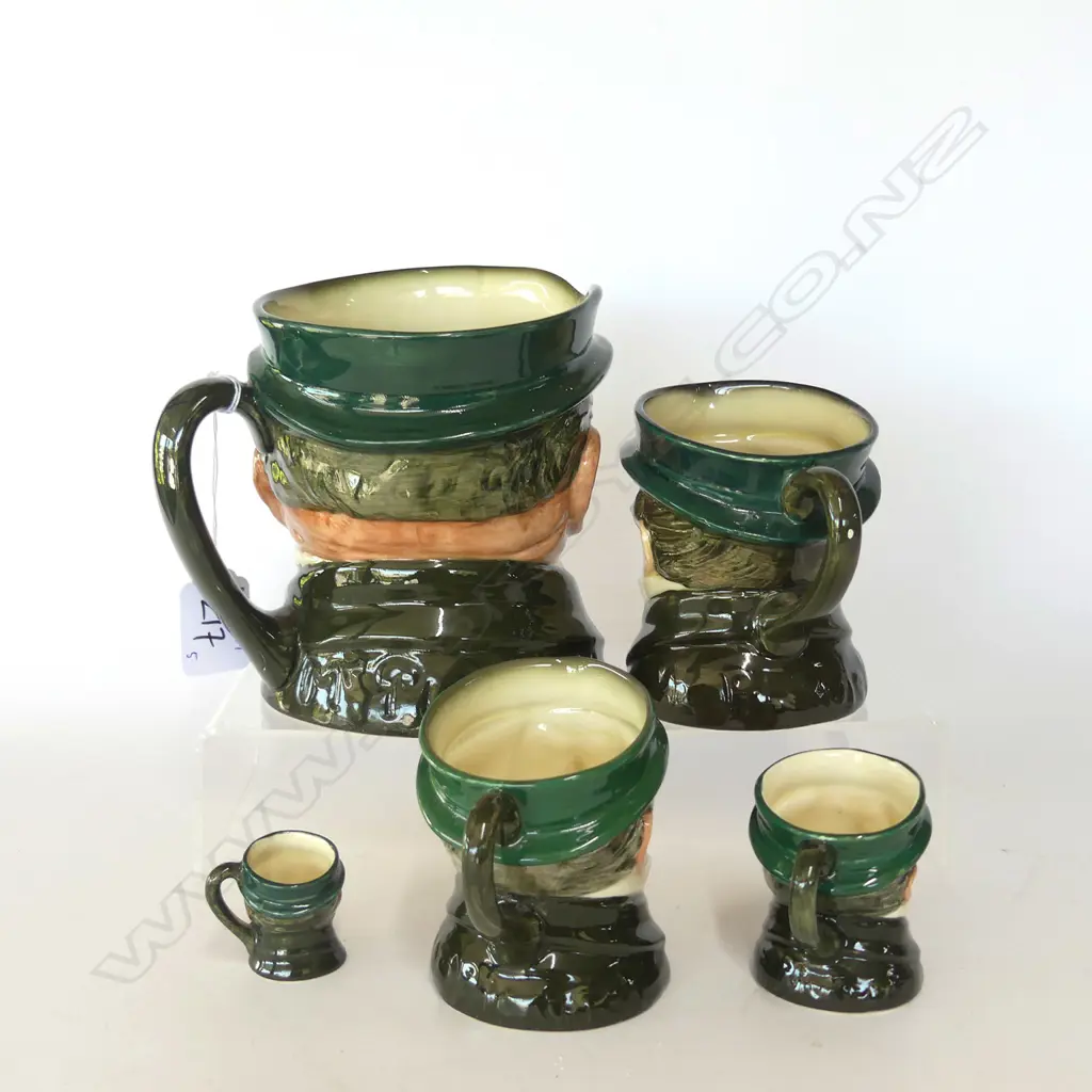 5 DOULTON GRADUATED CHARACTER JUGS - MR PICKWICK TINY, MINI, SMALL, MEDIUM, LARGE Image 1++