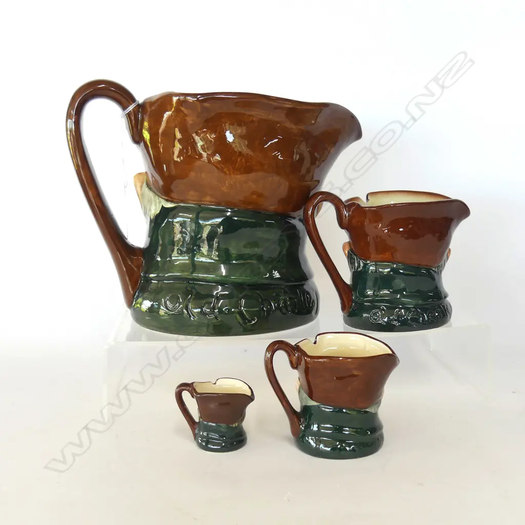 4 DOULTON GRADUATED CHARACTER JUGS - OLD CHARLEY TINY, MINI, SMALL, LARGE Image 1++