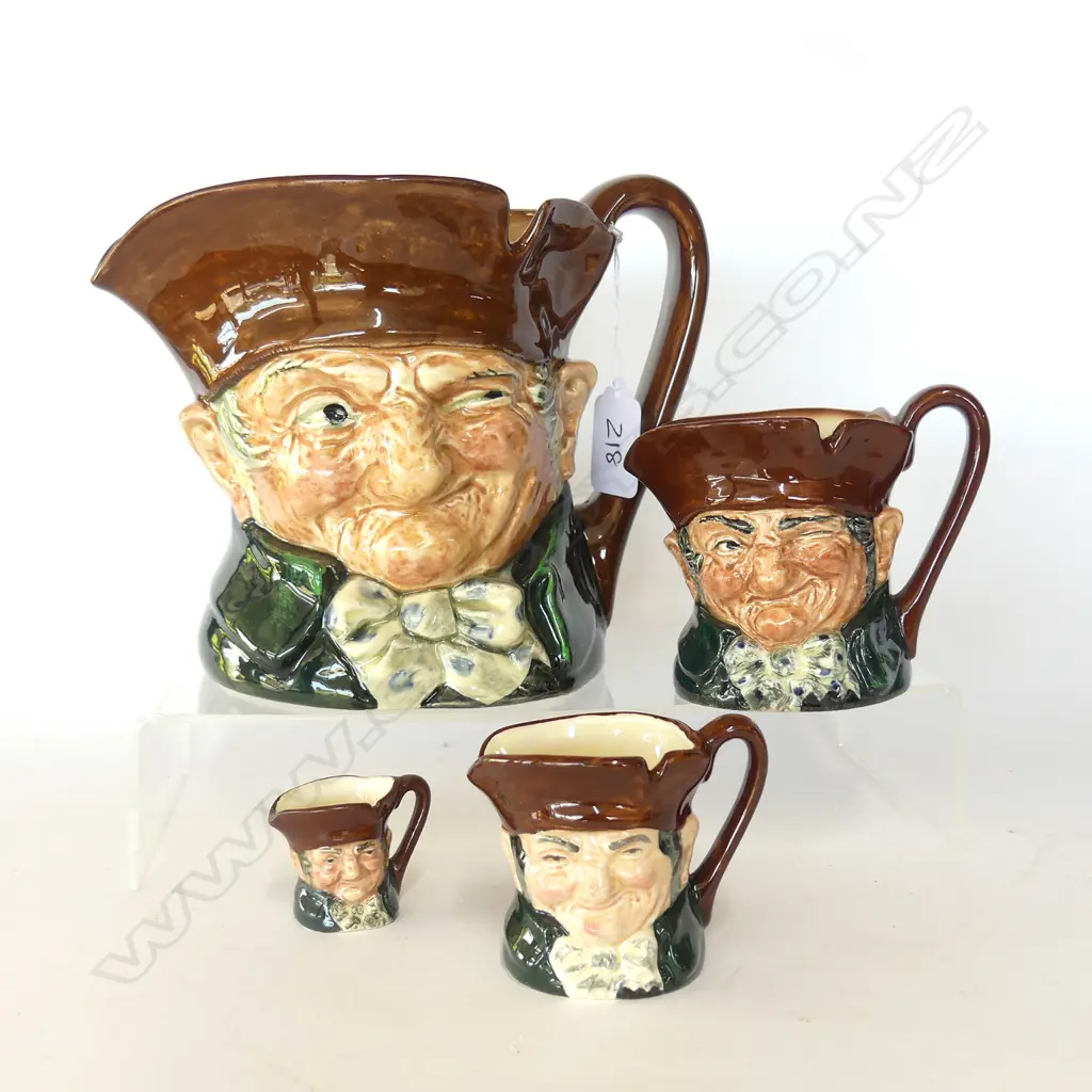4 DOULTON GRADUATED CHARACTER JUGS - OLD CHARLEY TINY, MINI, SMALL, LARGE Image 1++