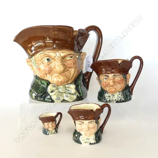 4 DOULTON GRADUATED CHARACTER JUGS - OLD CHARLEY TINY, MINI, SMALL, LARGE