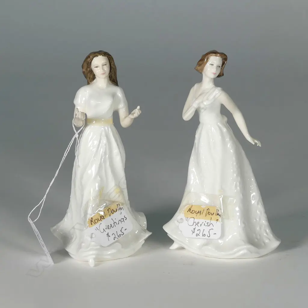 2 DOULTON FIGURES: GREETINGS & CHERISH (for the Collector's Club) (AF) Image 1++