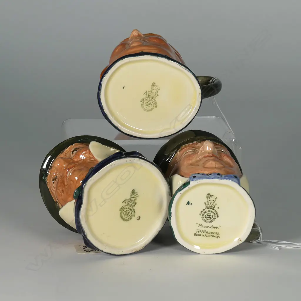 3 SPECIAL SIZE DOULTON CHARACTER JUGS: MICAWBER, FAT BOY, CAPT CUTTLE Image 1++