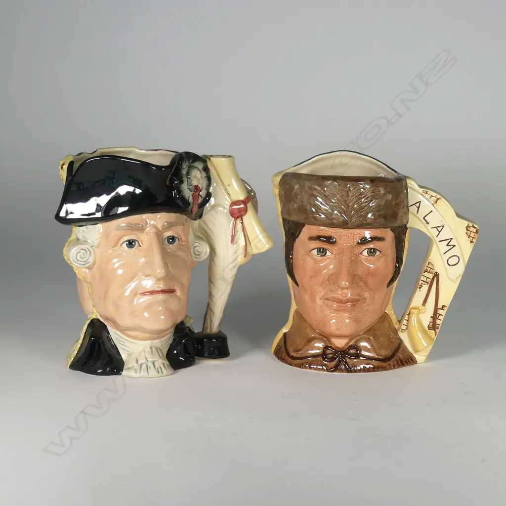 2 R. DOULTON DOUBLE SIDED CHARACTER JUGS; GEORGE III / GEORGE WASHINGTON & DAVY CROCKETT/ANTONIO LOPEZ Image 1++