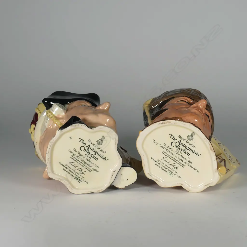 2 R. DOULTON DOUBLE SIDED CHARACTER JUGS; GEORGE III / GEORGE WASHINGTON & DAVY CROCKETT/ANTONIO LOPEZ Image 1++