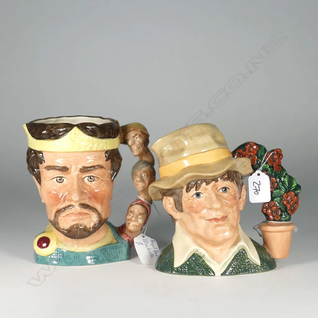 2 LARGE DOULTON CHARACTER JUGS; GARDENER AND MACBETH Image 1++