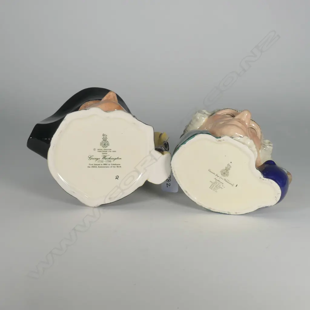 2 LARGE DOULTON CHARACTER JUGS: GEORGE WASHINGTON & APOTHOCARY Image 1++