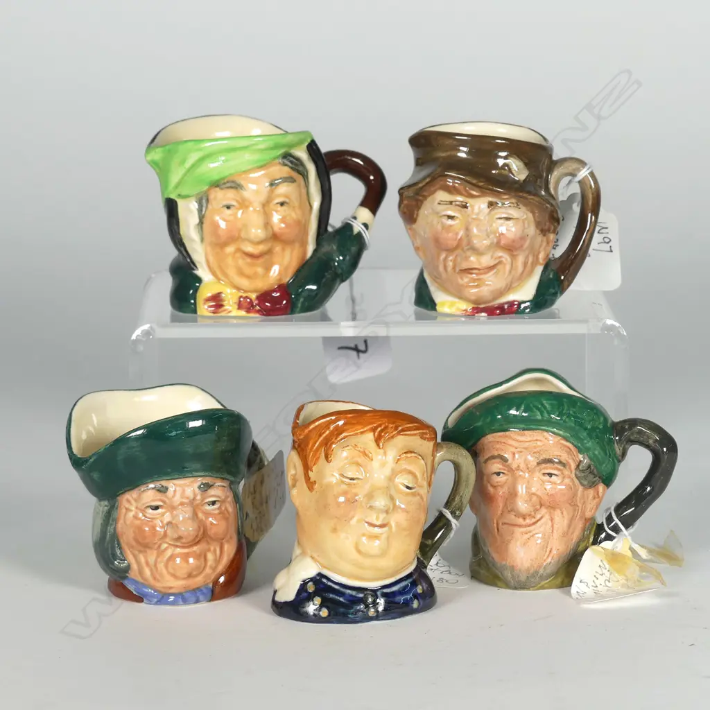 5 MINI DOULTON CHARACTER JUGS:  SAIRY GAMP, FAT BOY,  AULD MAC, TOBY PHILPOTT, PADDY Image 1++