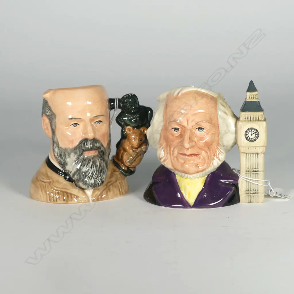 2 SMALL DOULTON CHARACTER JUGS: JOHN DOULTON & GEORGE TINWORTH Image 1++